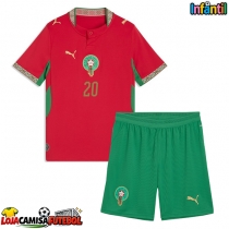 Camisa de Futebol Marrocos Ayoub El Kaabi #20 Equipamento Principal Infantil Mundo 2026 Manga Curta (+ Calças curtas)